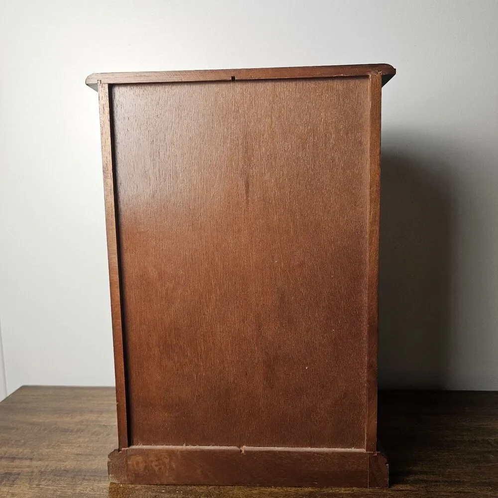 Vintage Wooden Jewelry Armoire 5 Drawer Mirrored Glass Door Jewelry Organizer